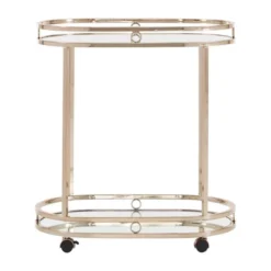 Bartram Oval Bar Cart Champagne Gold - Inspire Q