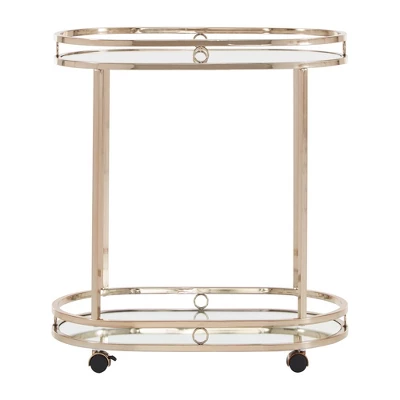 Bartram Oval Bar Cart Champagne Gold - Inspire Q 3 Bartram Oval Bar Cart Champagne Gold - Inspire Q