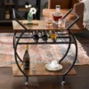 Jomeed Wood And Metal Portable Rolling Kitchen Bar Or Coffee Cart With 3 Bottle Horizontal Wine Rack With Handles And Lockable Casters, Gray Oak -Baxton Home Shop GUEST b2040858 bacb 40d0 99db 25d6e1846d3b