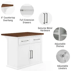 Bartlett Wood Top Kitchen Island White/Walnut - Crosley -Baxton Home Shop GUEST b2592f75 5862 4834 a1d5 22e129b03029