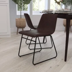 Set Of 2 Faux Leather Bucket Seat Dining Chairs With Frame - Merrick Lane 23 Set Of 2 Faux Leather Bucket Seat Dining Chairs With Frame - Merrick Lane -Baxton Home Shop GUEST b322f459 7052 4b73 a846 47f808abb723