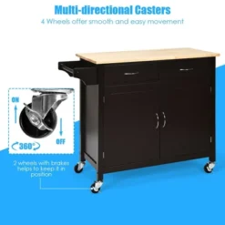 Costway Modern Rolling Kitchen Island Cart Wood Top Storage Trolley With Storage Drawers 16 Costway Modern Rolling Kitchen Island Cart Wood Top Storage Trolley With Storage Drawers -Baxton Home Shop GUEST b4bf8abc 0ea6 4714 bcc0 cb350700098d 1
