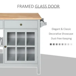 HOMCOM Kitchen Island Utility Storage Trolley Cart With Rubber Wood Top, Towel Rack, 2 Cabinets & Drawers For Dining Room -Baxton Home Shop GUEST b4ef1159 ec50 4a02 a8e5 fd12e59bfbff