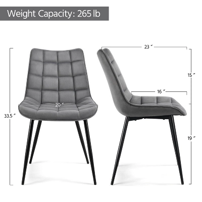 Yaheetech Set Of 2 Dining Kitchen Chairs With Backrest For Kitchen, Gray 3 Yaheetech Set Of 2 Dining Kitchen Chairs With Backrest For Kitchen, Gray - Image 2