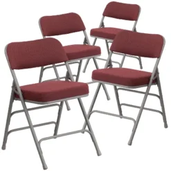 Emma And Oliver 4 Pack Premium Curved Triple Braced & Hinged Fabric Upholstered Metal Folding Chair -Baxton Home Shop GUEST b59ad86a 46d8 4454 95a8 b3b282548fcb