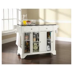 LaFayette Solid Black Granite Top Kitchen Island - White - Crosley -Baxton Home Shop GUEST b645e7b1 d54f 4f05 8146 bc10408876f4