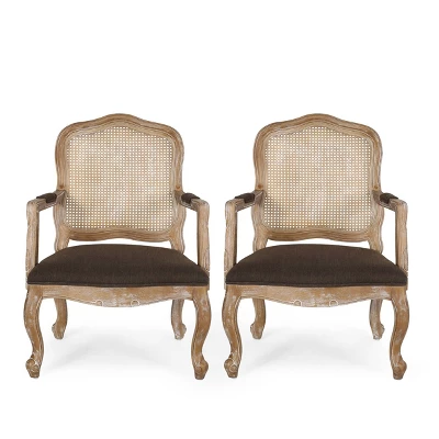 Set Of 2 Andrea French Country Wood And Cane Upholstered Dining Armchairs - Christopher Knight Home 15 Set Of 2 Andrea French Country Wood And Cane Upholstered Dining Armchairs - Christopher Knight Home - Image 13