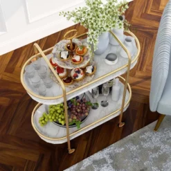 Madronas Serving Carts With Faux Marble Gold Coating/White - MiBasics -Baxton Home Shop GUEST b6646d3c eb9f 4282 ac54 981179f33bb8
