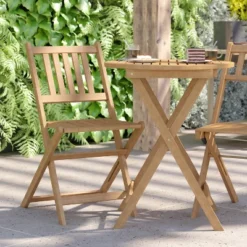 Flash Furniture Indoor/Outdoor Acacia Wood Folding Table And 2 Chair Bistro Set In Natural -Baxton Home Shop GUEST b6e0a893 f45c 4c4a b468 a2d4126ce2a1