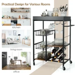 Costway 4-Tier Kitchen Carts Rolling Serving Trolley Wine Rack Removable Tray Basket -Baxton Home Shop GUEST b7c5420d 480c 4a24 ab58 cf1d9fab10f3