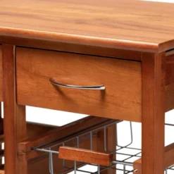 Crayton Wood And Metal Mobile Kitchen Storage Cart Oak Brown/Silver - Baxton Studio -Baxton Home Shop GUEST b7f04858 8836 46af a3cb 95715e67f28b