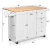 Costway Drop-Leaf Kitchen Island Trolley Cart Wood Storage Cabinet W/ Spice Rack White -Baxton Home Shop GUEST b8924580 4c41 479d 9c6d 3e5988645da1