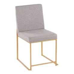 Set Of 2 Highback Fuji Polyester/Steel Dining Chairs Gold/Light Gray - LumiSource