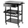 Anthony Stainless Steel Top Kitchen Cart Wood/Black - Winsome