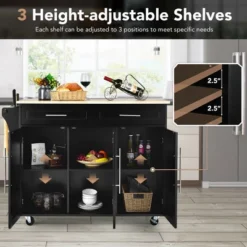 Costway Kitchen Island Trolley Cart Wood Top Rolling Storage Cabinet W/Knife Block Black 14 Costway Kitchen Island Trolley Cart Wood Top Rolling Storage Cabinet W/Knife Block Black -Baxton Home Shop GUEST b9f47e8e 44b0 4b9d 9769 a62cfa8d2d09