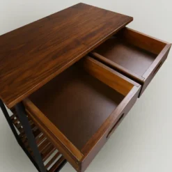 28" Solid Wood Rolling Kitchen Cart With Wine Rack And Drawer Dark Brown - Flora Home -Baxton Home Shop GUEST bab0f1f6 6209 415b adb3 6e3e877fa593