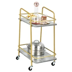 Costway Gold Serving Cart Utility Trolley On Wheel Rolling Kitchen Rack W/Handle -Baxton Home Shop GUEST bb2e01af 0ce6 46f8 8bdd b197efeb6039