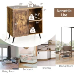 Costway Mid-century Storage Door Cabinet Cupboard W/4 Legs Adjustable Shelf Rustic Brown -Baxton Home Shop GUEST bd3d1da5 17da 4dd2 a170 6e79c8d3ab8e