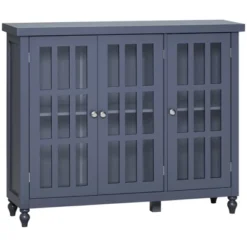 HOMCOM Modern Kitchen Sideboard, Buffet Cabinet With Storage, Adjustable Shelves For Living Room, Study, 3 Glass Doors, Gray -Baxton Home Shop GUEST bd4e4ed2 5c3f 4ec0 8588 8f34db08d8eb