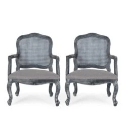 Set Of 2 Andrea French Country Wood And Cane Upholstered Dining Armchairs - Christopher Knight Home 30 Set Of 2 Andrea French Country Wood And Cane Upholstered Dining Armchairs - Christopher Knight Home -Baxton Home Shop GUEST bdad5f66 0f30 4502 950c c9a2e420e6d9