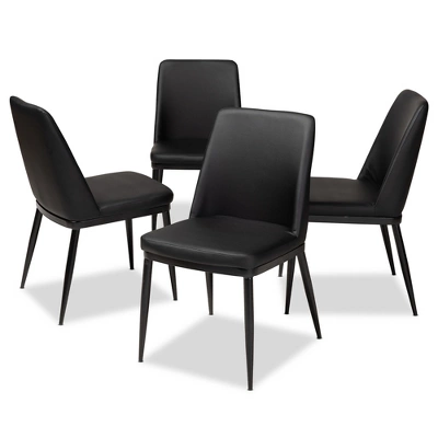 Set Of 4 Darcell Modern And Contemporary Faux Leather Upholstered Dining Chairs - Baxton Studio 7 Set Of 4 Darcell Modern And Contemporary Faux Leather Upholstered Dining Chairs - Baxton Studio - Image 5
