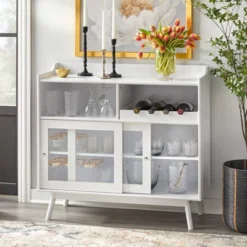 Dublin Bar Cabinet With Sliding Glass Doors White - Buylateral -Baxton Home Shop GUEST beece396 699e 4cc6 bbeb f5d0d747d8c7