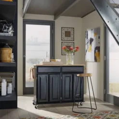 Dolly Madison Kitchen Island Cart Wood/Black/Natural - Home Styles -Baxton Home Shop GUEST befd2da6 9ab5 439c 9168 29ced2c3c841