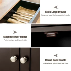 Costway Rolling Kitchen Island Serving Cart Storage Cabinet W/ Wine Rack -Baxton Home Shop GUEST bf360a3d a94e 4abd 9aac 2da32539cc93