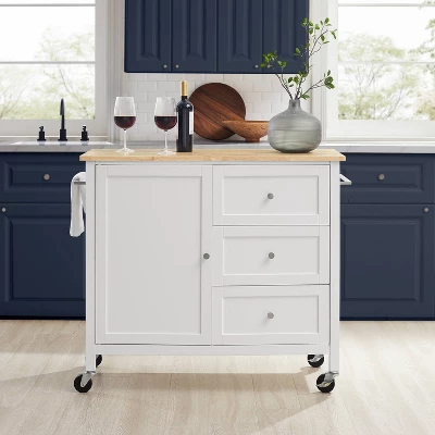 Soren Wood Top Kitchen Island/Cart Natural/White - Crosley 4 Soren Wood Top Kitchen Island/Cart Natural/White - Crosley - Image 2