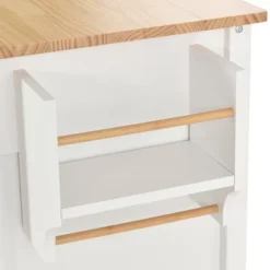 54.3 Inch Width Kitchen Island Cart With Solid Wood Top, 4 Door Cabinet, Two Drawers, Spice Rack And Locking Wheels-ModernLuxe -Baxton Home Shop GUEST c00be85f 771d 4306 9399 afdaf0b64086