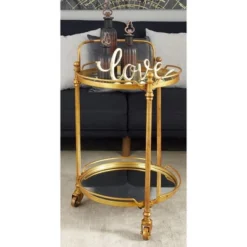 Traditional Iron And Mirrored Bar Cart Brass - Olivia & May -Baxton Home Shop GUEST c0ea4256 fe20 4f1d b545 a6afacfd4e5f
