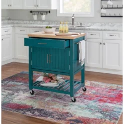Abigail Kitchen Cart Teal - Powell Company -Baxton Home Shop GUEST c198fd0a ac4a 42bd 8b1c 9d2efe04faa1