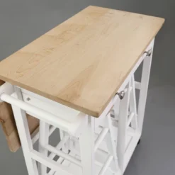 Square Hardwood Drop Leaf Table Top Breakfast Cart Natural/White - Flora Home -Baxton Home Shop GUEST c1fe9317 725f 4e98 8d19 f8d12847e3af