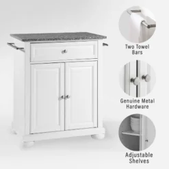 Alexandria Granite Top Portable Kitchen Island/Cart White/Gray - Crosley -Baxton Home Shop GUEST c238545e 723b 4988 b4c9 5b881d2f8392