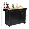 Costway Drop-Leaf Kitchen Island Trolley Cart Wood Storage Cabinet W/ Spice Rack Black -Baxton Home Shop GUEST c3653d15 b3dd 48fb 8f9d d3c3640ee32d