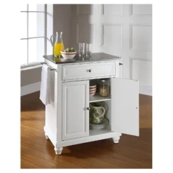 Cambridge Stainless Steel Top Portable Kitchen Island - White - Crosley -Baxton Home Shop GUEST c4f1fcb7 c4a1 4fae a1fc 86295dcf22cd