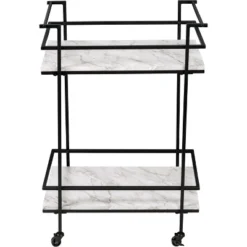 Honey-Can-Do 2 Tier Bar Cart Faux Marble -Baxton Home Shop GUEST c5589ae1 9c5b 4fb3 b287 1404a7e46dd2