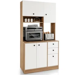 Costway 71'' Tall Kitchen Pantry Buffet Hutch Freestanding Storage Cabinet 4 Doors White/Walnut -Baxton Home Shop GUEST c647b3dd 0add 40d4 bb3b e5b2999983d1