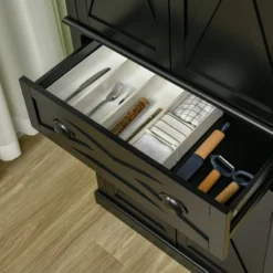 HOMCOM Freestanding Modern Farmhouse 4 Door Kitchen Pantry Cabinet, Storage Cabinet Organizer With 6-Tiers, 1 Drawer And 4 Adjustable Shelves, Black 10 HOMCOM Freestanding Modern Farmhouse 4 Door Kitchen Pantry Cabinet, Storage Cabinet Organizer With 6-Tiers, 1 Drawer And 4 Adjustable Shelves, Black -Baxton Home Shop GUEST c6554b78 f8b7 4558 b4b4 b877afe6562d