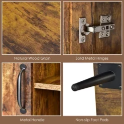 Costway Mid-century Storage Door Cabinet Cupboard W/4 Legs Adjustable Shelf Rustic Brown -Baxton Home Shop GUEST c6b6985f ef23 4866 b47e e40ffd1b60b8