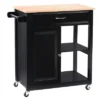 Sage Wood Kitchen Cart With Cupboard Black - CorLiving