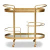 Kamal Glam Brushed Metal And Mirrored Glass 2 Tier Mobile Wine Bar Cart Gold - Baxton Studio -Baxton Home Shop GUEST c7c3b4f4 208a 4995 8356 32fcf20ea17d