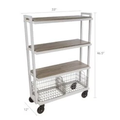 Cart System With Wheels 4 Tier White - Atlantic -Baxton Home Shop GUEST c84109e6 2946 45c7 9c4b 7ba50de1b5c9
