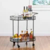 Deluxe 2 Tier Metal Oval Mirrored Bar Cart Black - Glitzhome -Baxton Home Shop GUEST c86987e7 93a0 40ba b695 63aa1c040bf3
