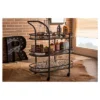 Karlin Rustic Industrial Style Antique Black Textured Finish Metal Distressed Wood Mobile Kitchen Bar Serving Wine Cart - Baxton Studio -Baxton Home Shop GUEST c92ed1c6 07e4 4c9a 8752 fd44507e58e1
