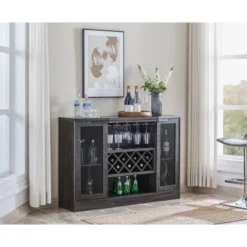 Bar Cabinet With Two Curved Glass Doors - Home Source