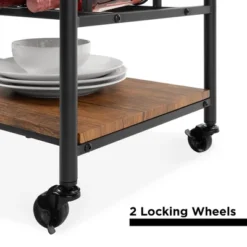 Best Choice Products 45in Industrial Wood Shelf Bar & Wine Storage Service Cart W/ Bottle & Glass Racks, Locking Wheels -Baxton Home Shop GUEST ca3d5c47 ebb4 4e82 a77c 9ed783d712aa