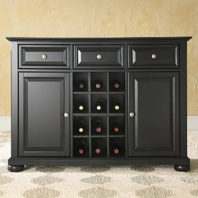 Alexandria Sideboard Cabinet With Wine Storage Black - Crosley 3 Alexandria Sideboard Cabinet With Wine Storage Black - Crosley