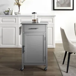 Savannah Stainless Steel Top Compact Kitchen Island Cart Gray - Crosley -Baxton Home Shop GUEST cb0c6bc5 eec0 421e be5b abce4d5004ed