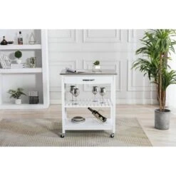 Holland Kitchen Cart With Stainless Steel Top - Boraam -Baxton Home Shop GUEST cb12d185 b914 4a56 9456 7a2d9dd856a0